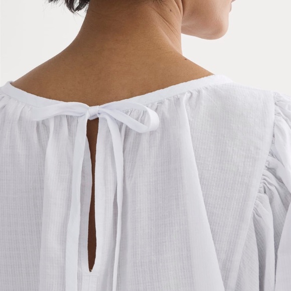 Everlane - White Puff Sleeve Blouse - Picture 4 of 7
